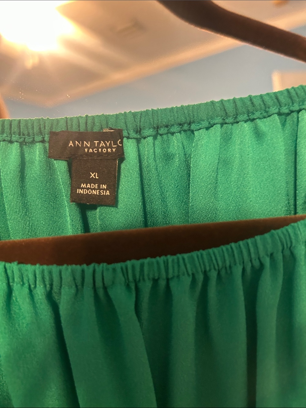 Ann Taylor Factory Emerald Green Elastic-Waist A-Line Skirt